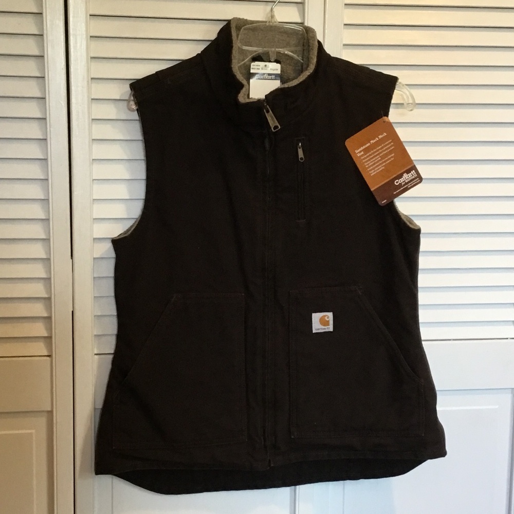 Carhartt for Women’s Mock Neck Jacket Vest, Sandstone, size small